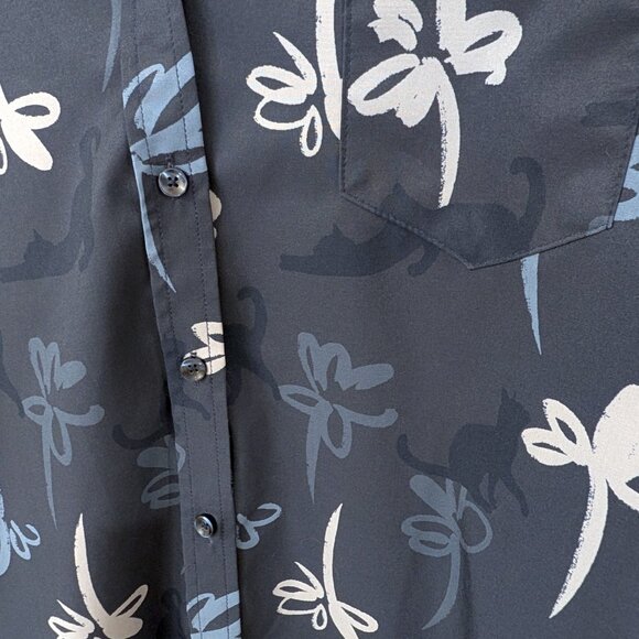 Like New CON.STRUCT Cat Floral Long Sleeve Everyday Shirt, size XL - Picture 4 of 12